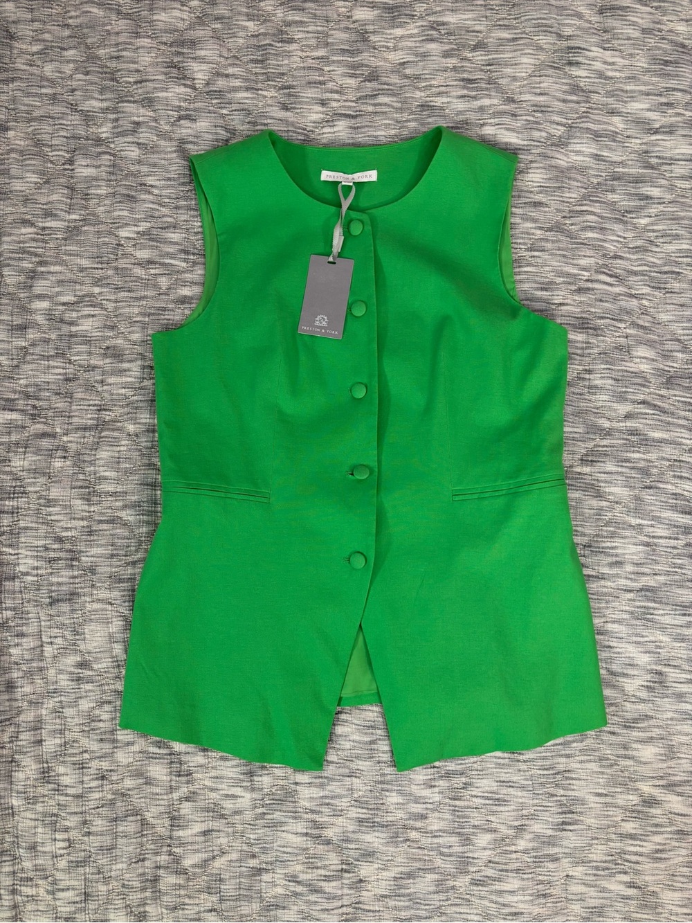 Preston & York Connie Vest In Pear Sz 8 | Preston & York Linen Blend Vest -